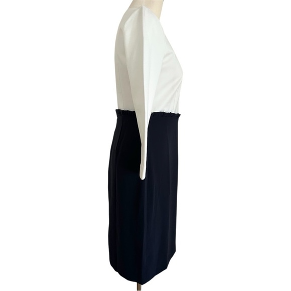 J. Crew 365 Combo Sheath Dress Navy Ivory Size 4 Style H3581 - Picture 2 of 11
